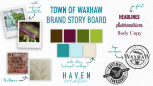 Brand story board for town of waxhaw